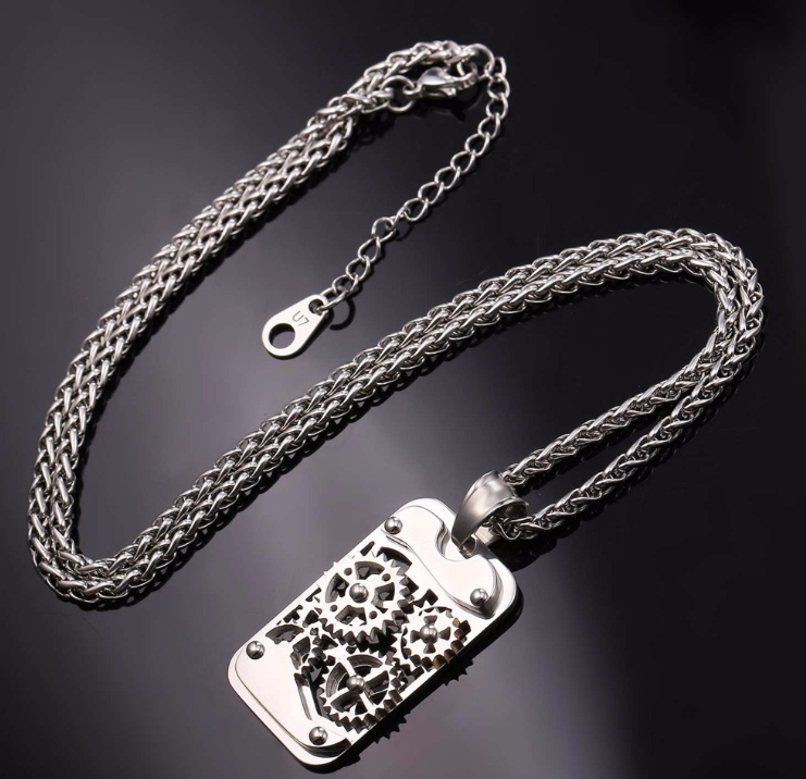 Stainless Steel Chain Necklace 20-21 Inch Black/Silver