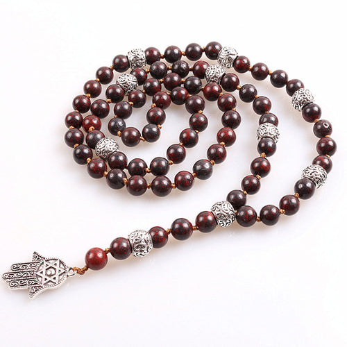 HAMSA BEADED PENDANT NECKLACE